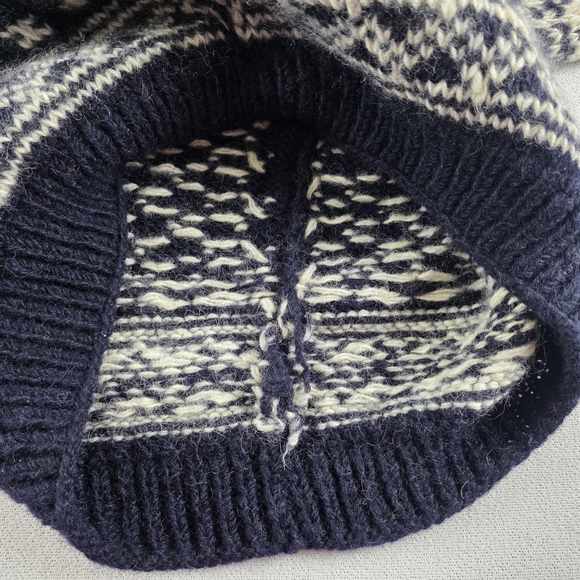 Nepal Men's Chunky Hand Knit Wool Sweater Black White Nordic Pattern - Picture 8 of 12